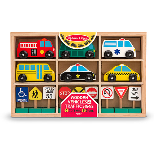 Melissa & Doug® Wooden Vehicle Cars And Traffic Signs Toy Set - Boscov's