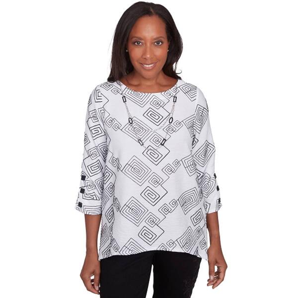 Womens Alfred Dunner Wild At Heart Woven Geometric Top - image 