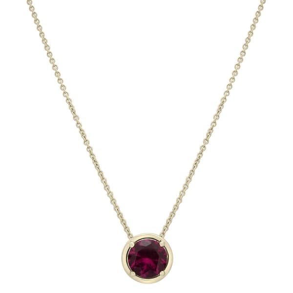 Gold Plated Garnet Center Stone Pendant Necklace - image 