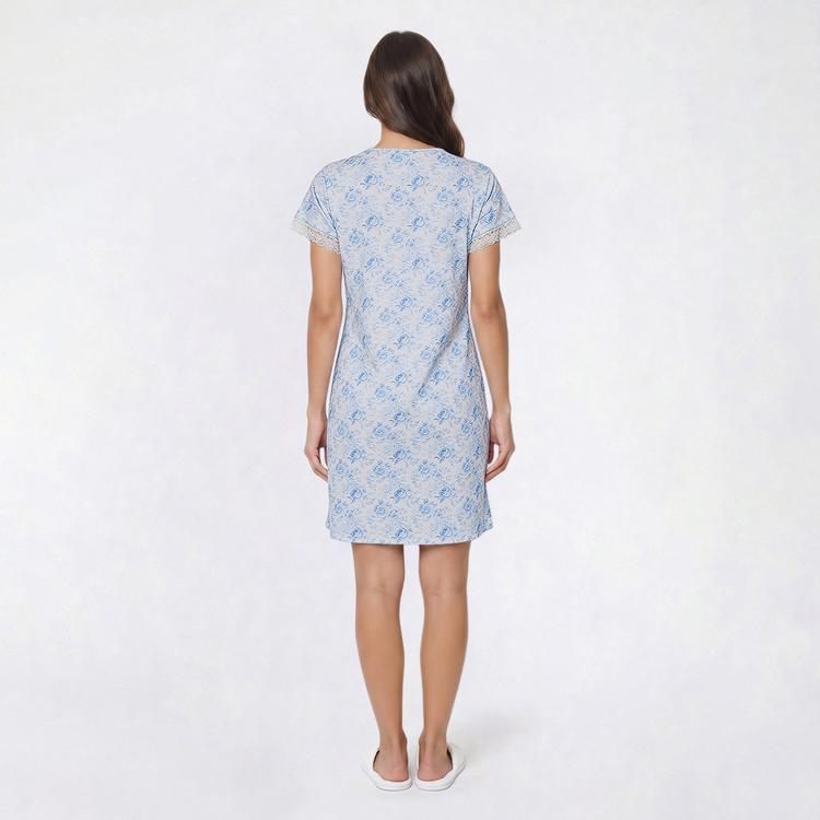 Womens Elizabeth & Nicole Short Sleeve Toile Keyhole Nightgown