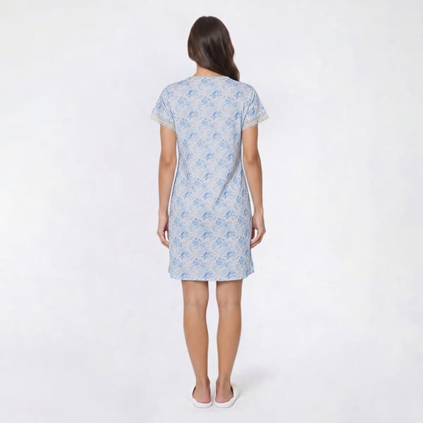 Womens Elizabeth & Nicole Short Sleeve Toile Keyhole Nightgown