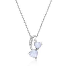 Gemminded Sterling Silver 5mm Double Heart Created Opal Pendant