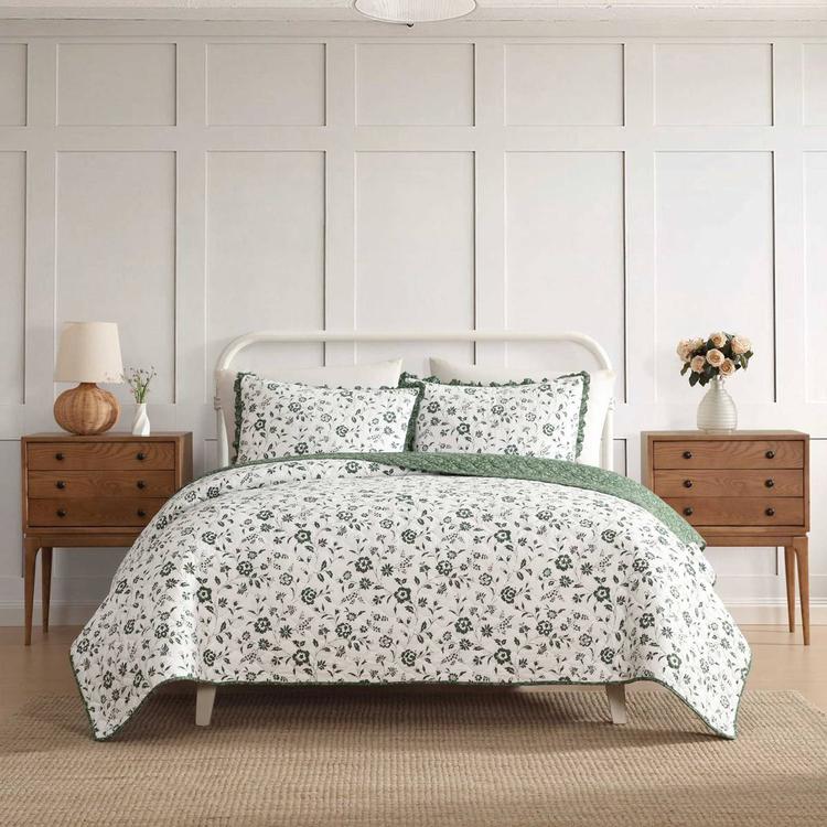 Laura Ashley Miranda Cotton Reversible Quilt Set