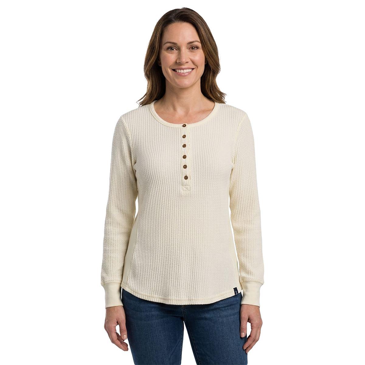 Womens LANDS END(R) Long Sleeve Waffle Henley Tee