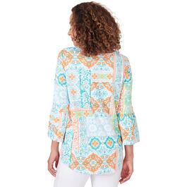 Womens Ruby Rd. Spring Breeze Knit Eclectic Medallion Blouse