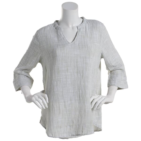 Petite Erika 3/4 Sleeve Marled Tunic Blouse - image 