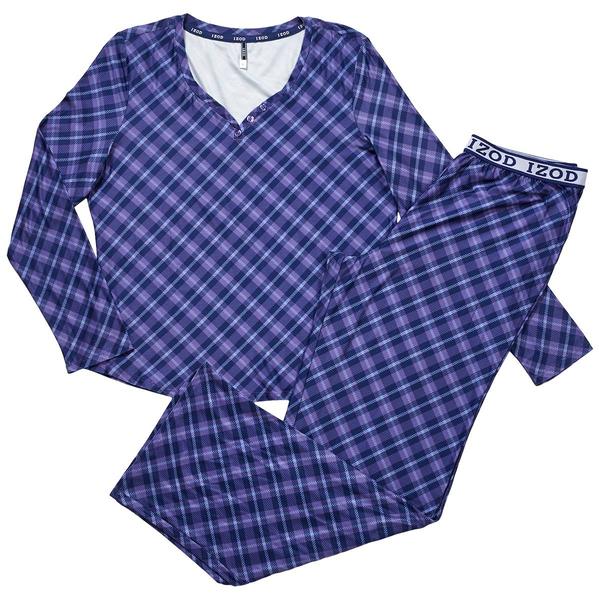 Womens IZOD® Split Neck Henley Pajama Set - image 