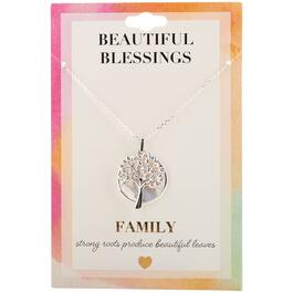 Beautiful Blessings Silver-Tone Tree of Life Pendant Necklace