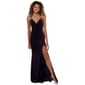 Juniors Crystal Doll Rhinestone Strap Velvet Sheath Dress w/ Slit - image 1
