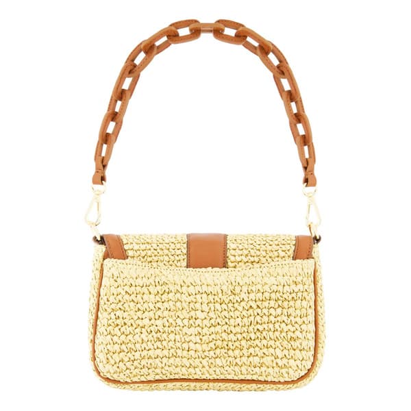 Tommy Bahama Raffia Flap Bag w/ Double Leather Strap