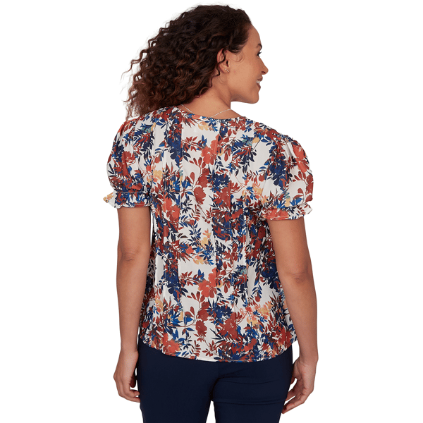 Plus Size Emaline Summer In The City Puff Sleeve Pleated Blouse