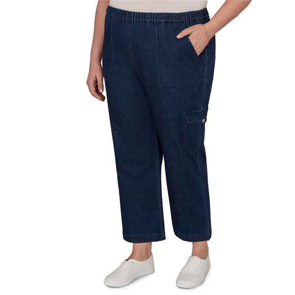 Plus Size Alfred Dunner Indigo Girls Pull On Cargo Pocket Jeans