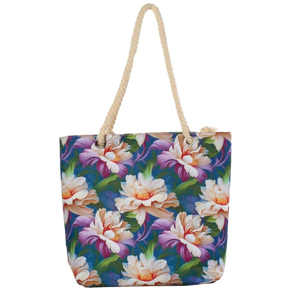 Renshun 3D Floral Canvas Tote - Purple/White