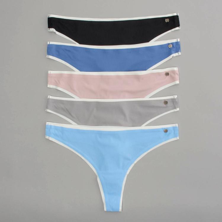 Womens Lucky Brand 5pk. Rib Laser Cut Thong Panties LVD87483