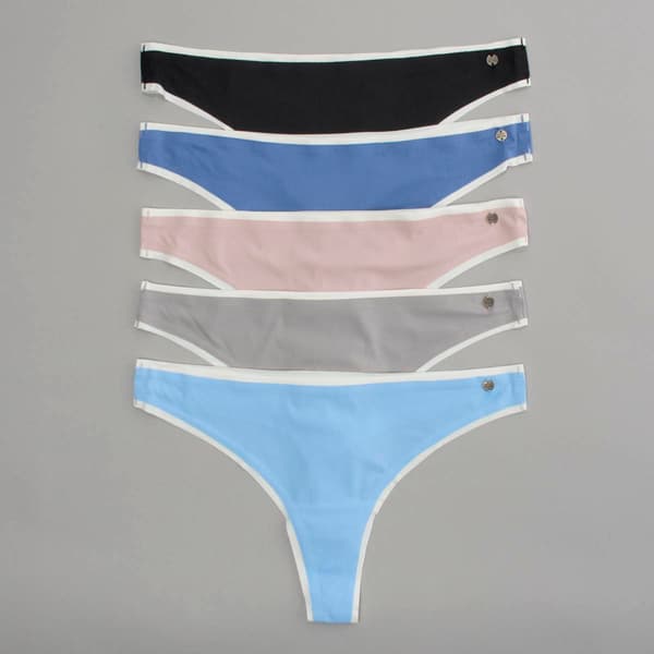 Womens Lucky Brand 5pk. Rib Laser Cut Thong Panties LVD87483