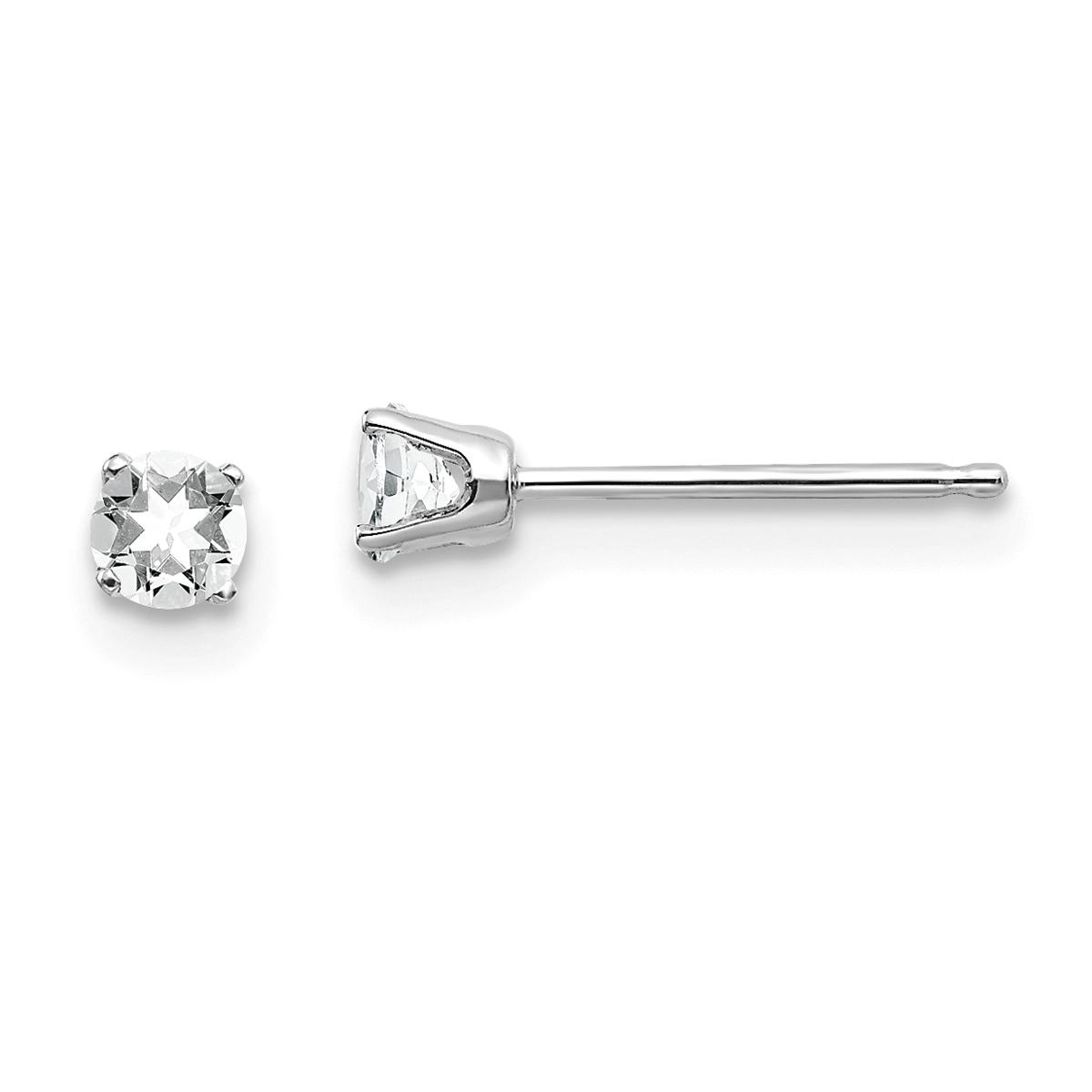 Gemstone Classics™ White Gold 3mm. White Topaz Earrings