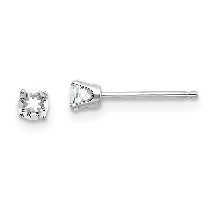 Gemstone Classics(tm) White Gold 3mm. White Topaz Earrings