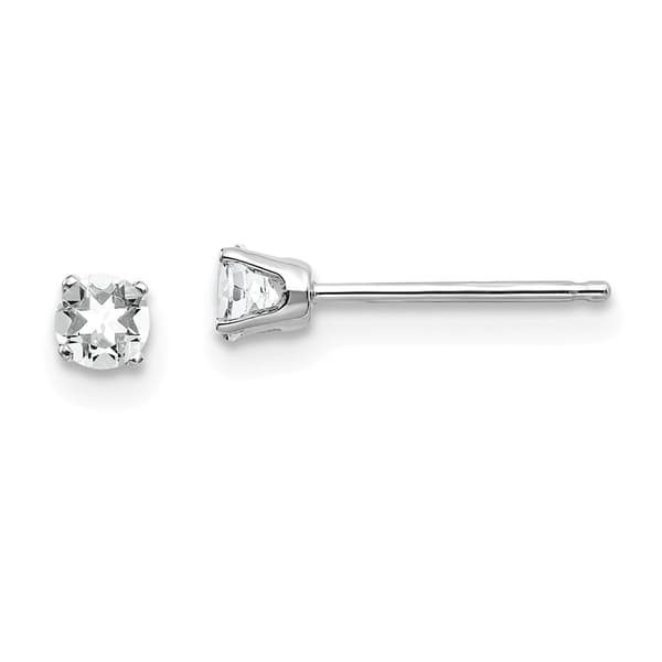 Gemstone Classics&#40;tm&#41; White Gold 3mm. White Topaz Earrings - image 