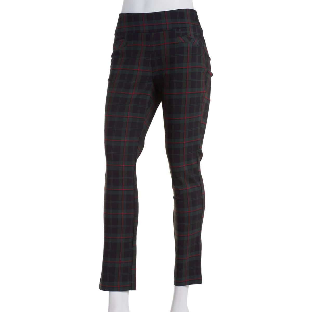 Juniors Joe B Plaid Millenium Ankle Pants - Green/Black
