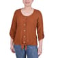 Womens NY Collection 3/4 Sleeve Knit Button Down Tie Front Blouse - image 1