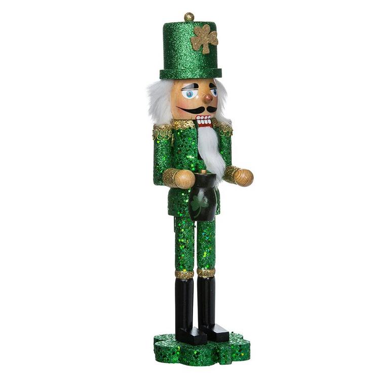 Kurt Adler 15in. Wooden Irish Nutcracker on Shamrock Base