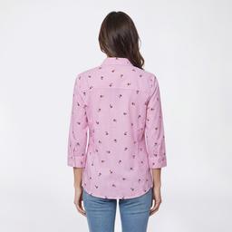 Womens Emily Daniels 3/4 Sleeve Stripe Cherry Button Down