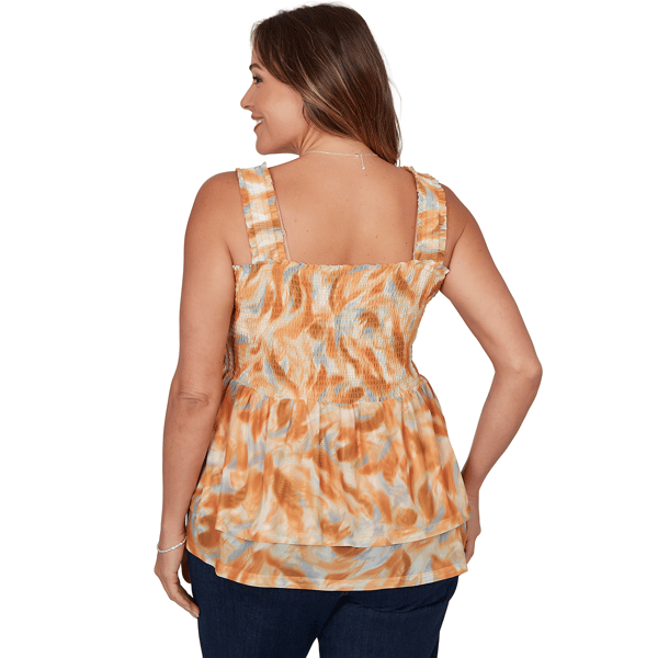 Plus Size Skye’s the Limit Summer Spice Sleeveless Smocked Blouse