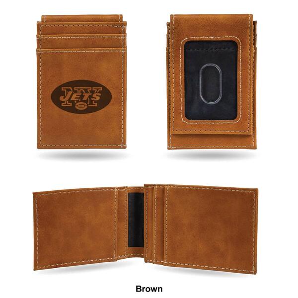 Mens NFL New York Jets Faux Leather Front Pocket Wallet