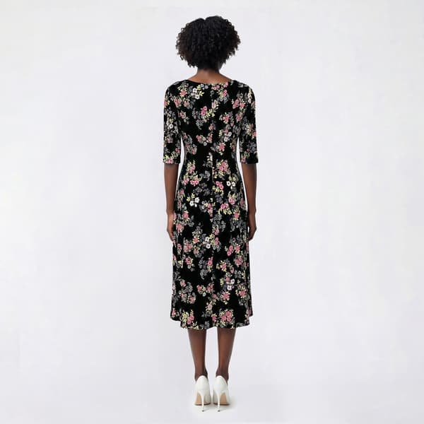 Womens Connected Apparel Elbow Sleeve Floral Midi Dress
