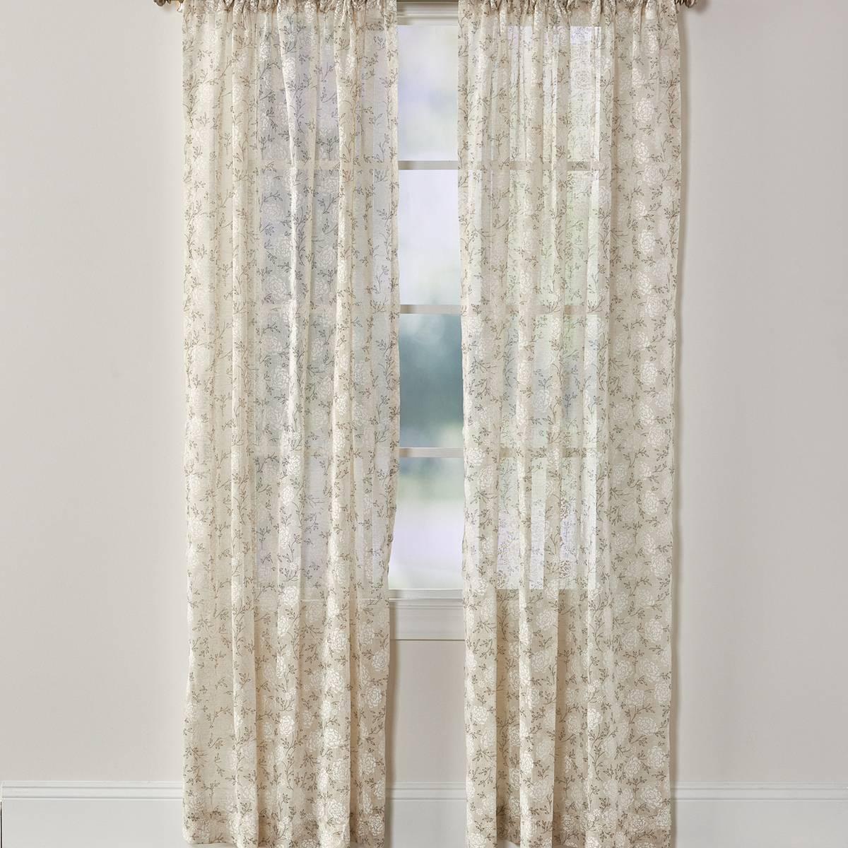 No. 918 Jeanette Floral Puff Print Rod Pocket Panel Curtain