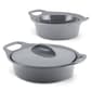 Rachael Ray 3pc. Ceramic Casserole Bakers w/Shared Lid Set-Grey - image 1