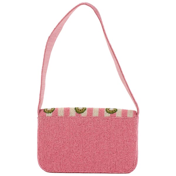 Sol and Mer Beaded Striped Kiwi Baguette Shoulder Bag
