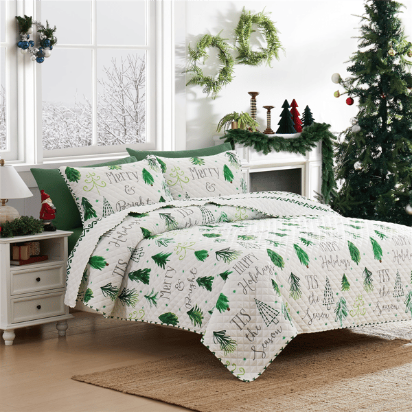Avanti Christmas Trees 3pc. Reversible Quilt Set - image 