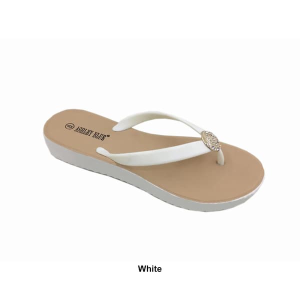 Womens Ashley Blue Blown Jellies Flat Bottom Flip Flops