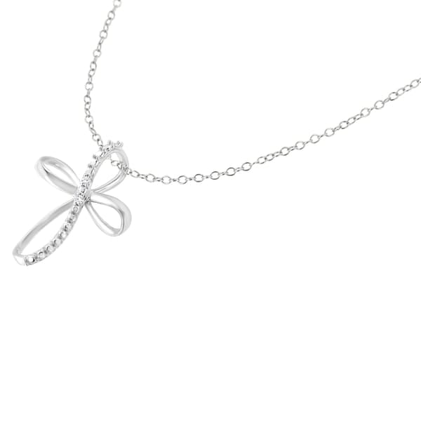 Diamond Classics&#40;tm&#41; Sterling Silver Diamond Ribbon Pendant