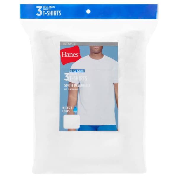 Mens Big & Tall Hanes Ultimate® 3pk. Tee - White