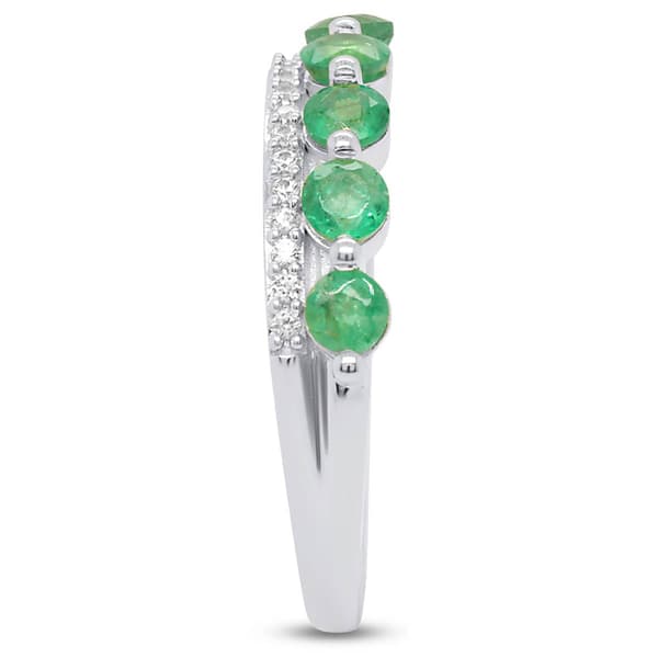 Gemstone Classics™ Sterling Silver Emerald & White Zircon Ring
