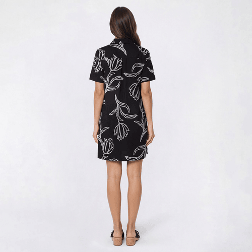 Womens Emma & Michele Short Sleeve Floral Leaf Shift Dress