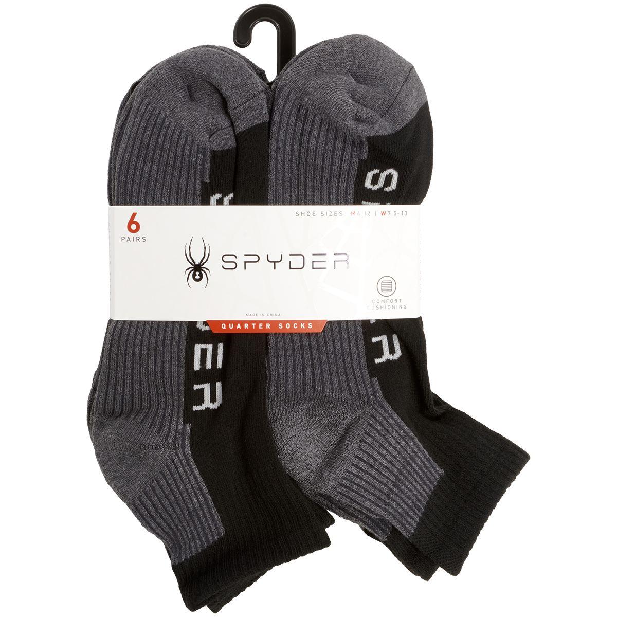 Mens Spyder 6pk. Ribbed Sole Quarter Socks