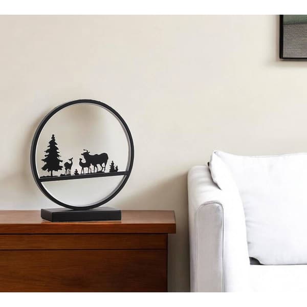 HomeRoots 13in. Black Bedside LED Table Lamp