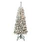 National Tree 4.5ft Acacia Pencil Slim Flocked Tree w/ 100 Lights - image 1