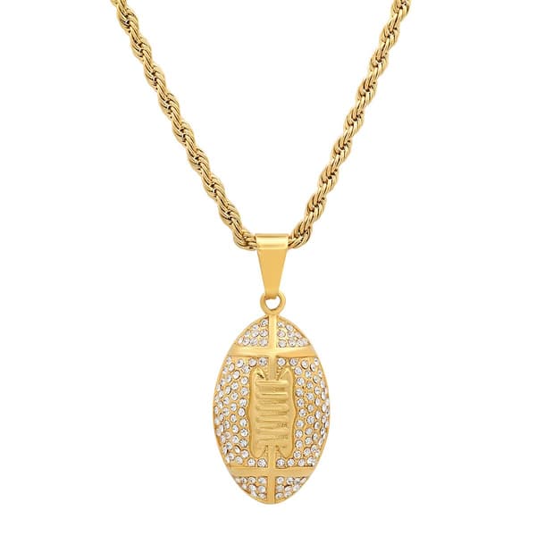 Mens Steeltime 18kt. Gold Plated Touchdown Pendant Necklace - image 