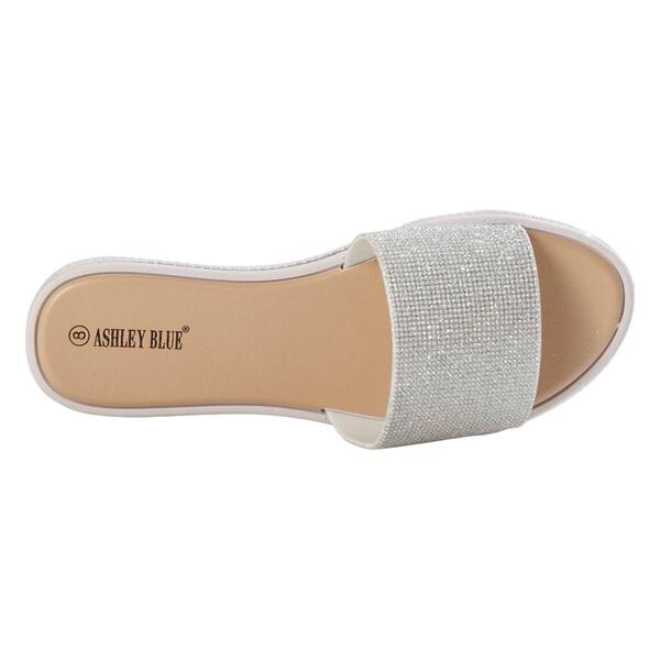 Womens Ashley Blue Shimmer Slide Sandals