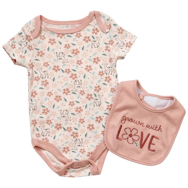 Baby Girl (NB-9M) baby views(R) Floral Love Bodysuit & Bib - image 