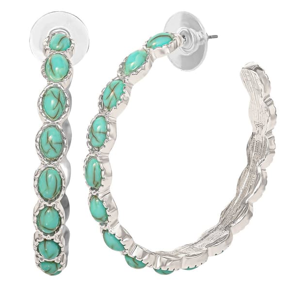 Jessica Simpson Reconstituted Turquoise Stone Hoop Earrings