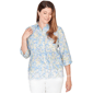 Womens Alfred Dunner Classics 3/4 Sleeve Lace Hem Button Down - image 1