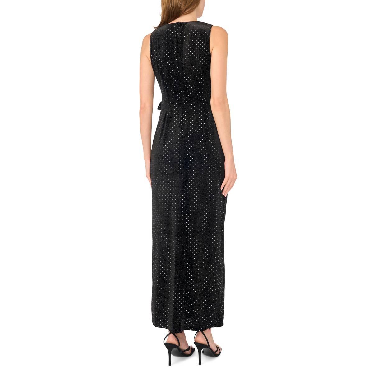 Womens MSK Sleeveless Allover Rhinestone Side Slit Maxi Dress