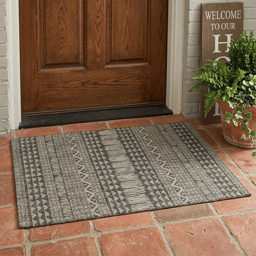 HomeRoots Charcoal Southwestern Indoor Outdoor Area Rug