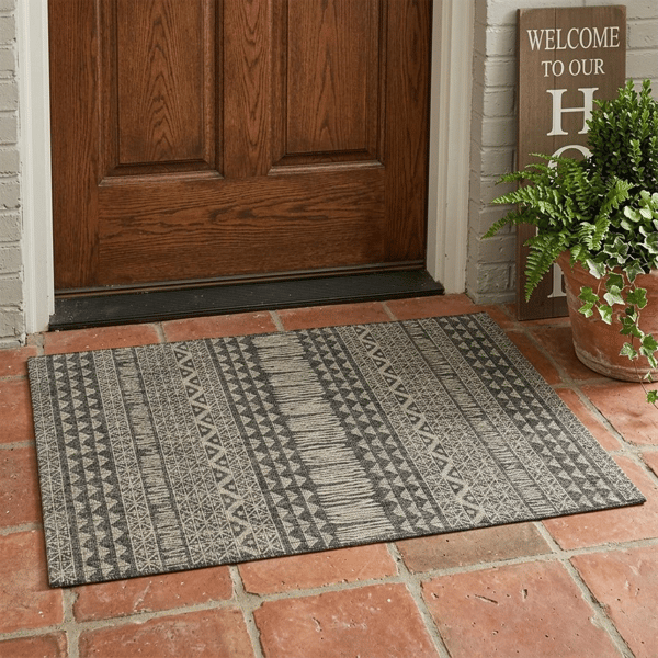 HomeRoots Charcoal Southwestern Indoor Outdoor Area Rug - image 