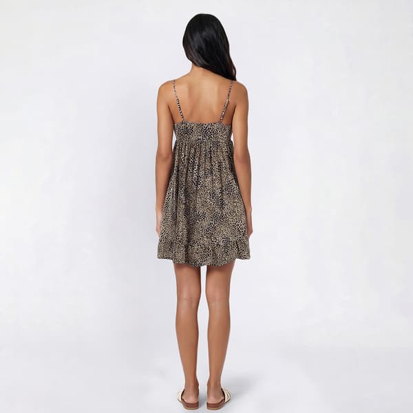 Juniors Derek Heart Bead Strap Babydoll Skater Dress - Beige